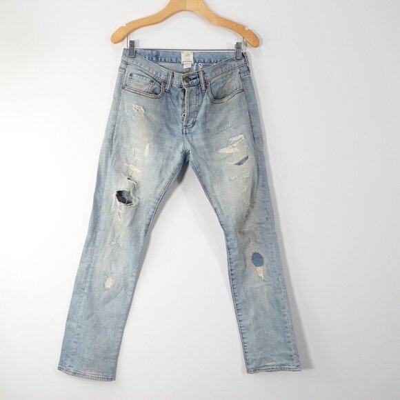 GAP X MICHAEL BASTIAN Jeans  28x30‎ Blue Straight Mid Rise Ripped Button Fly - Picture 1 of 16